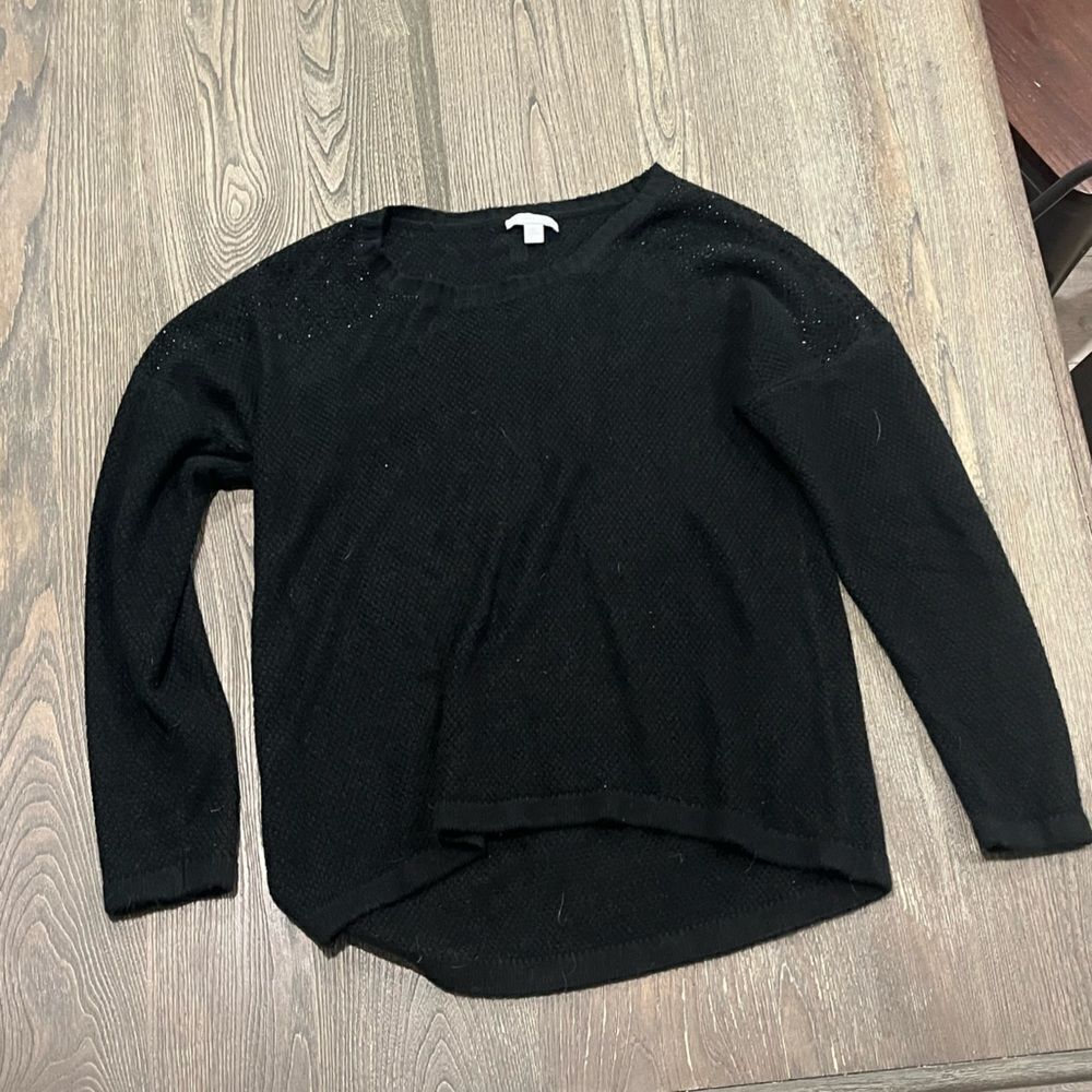 New York & Company Sweater Pullover Long Sleeve Knit Solid Black Size L